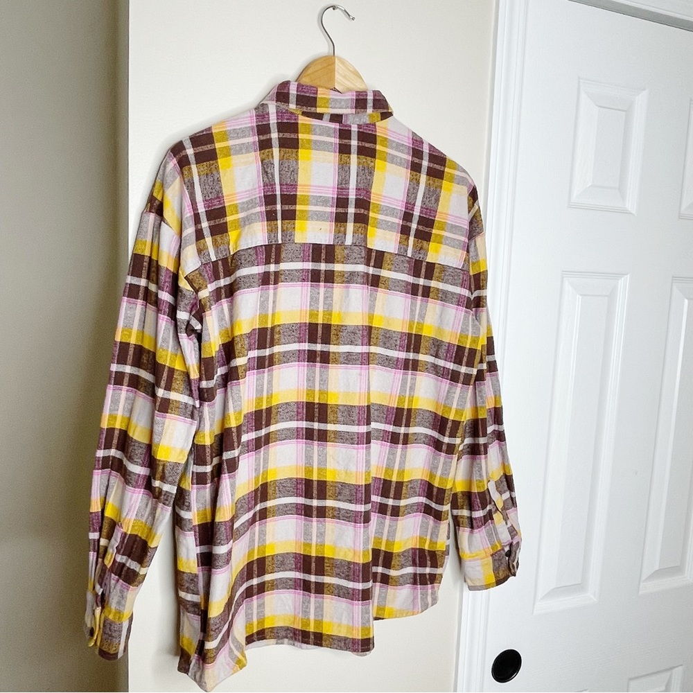 wild fable Brown, Yellow, & Pink Plaid Flannel - Picture 5 of 7